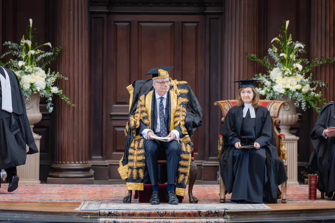Chris Smith, Lord Smith of Finsbury, in the Chancellor's throne