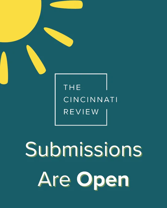 Graphic featuring a yellow sun on a teal background and the CR logo. Text reads, "Submissions are Open."