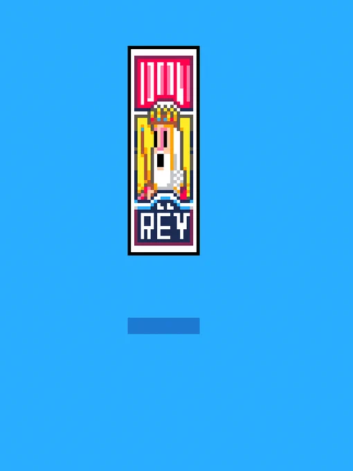 Ilustración en pixel art de una caja abierta de fósforos con varios palillos rojos dentro. En la etiqueta aparece un personaje tipo rey con corona.