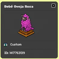 Ejemplo de un Bebé Oveja Rosa en Habbo.es mostrando su ID y dueño