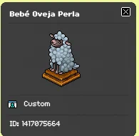 Ejemplo de un Bebé Oveja Perla en Habbo.es mostrando su ID y dueño