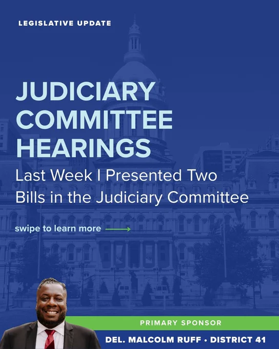 Two of my bills were heard in the House Judiciary Committee this month — an important step forward in the legislative process.

HB0169: Expands access to expungement for individuals who demonstrate rehabilitation and good cause, helping remove barriers to jobs and housing.

HB1262: Strengthens standards addressing racial profiling and law enforcement conduct to promote accountability.

Both bills now move to a committee work session and potential vote.