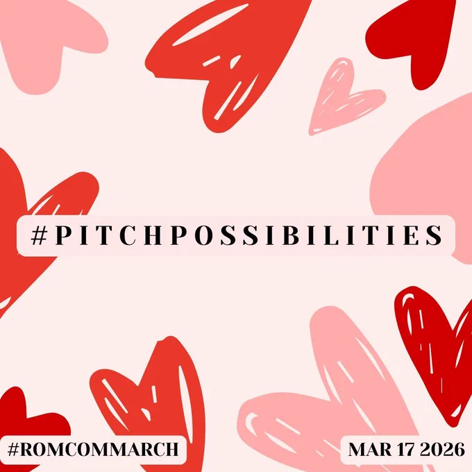 " #PitchPossibilities" in black uppercase letters. The background is pale pink with red and pink scribbled hearts.