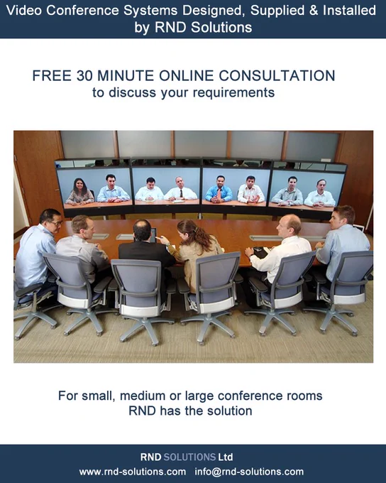 From inspiration to installation, RND has your video conferencing solutions.

From #WFH or #BYOD and from huddle rooms to large conference rooms, we have the products and the knowledge on how to install them to give you the conference room your company needs.

Follow the link below to see your options.-
https://rnd-solutions.com/video-conference-systems.htm

Contact us for a FREE ONLINE CONSULTATION:-
TEL:  44 (0)161 552 8205  
WhatsApp  44 (0)7919663081
Email info@rnd-solutions.com

#conferencesystem #conferenceroom #huddleroom #BYOD #WFH #businessconference #FutureOfMeetings #onlineconference 