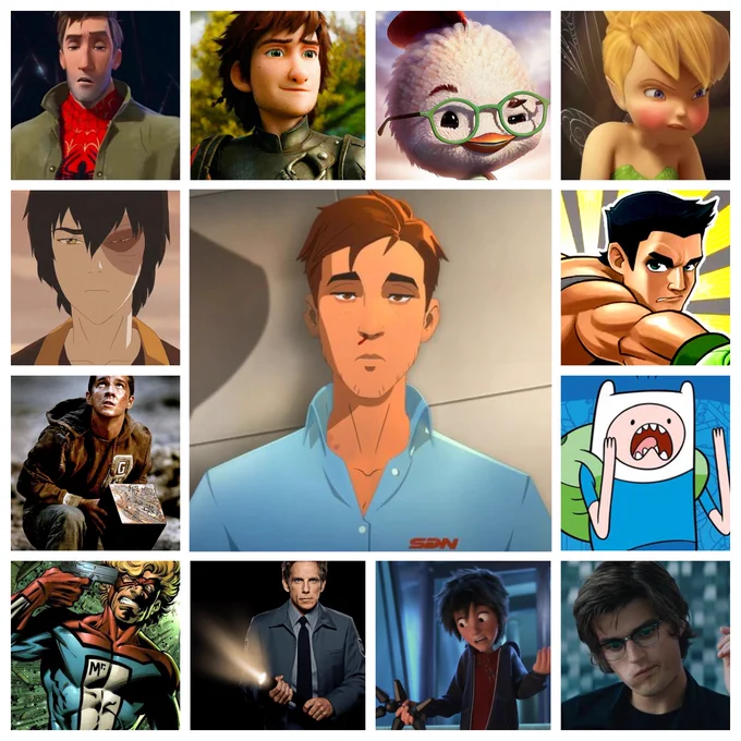 a variant list for robert from dispatch! listed characters are: peter b parker from spider verse, hiccup from httyd, chicken little, tinker bell, zuko from atla, little mac from wii punch out specifically, sam witwicky from the transformers movies, finn the human, mr. immortal from xmen, larry from night at the museum, hiro from big hero 6, and finally keys from free guy!