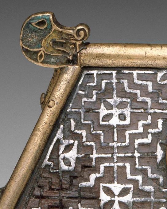 Detail of the champlev\u00E9 enamel 
