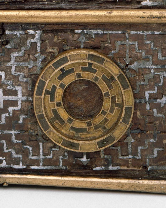 Detail of the champlev\u00E9 enamel 