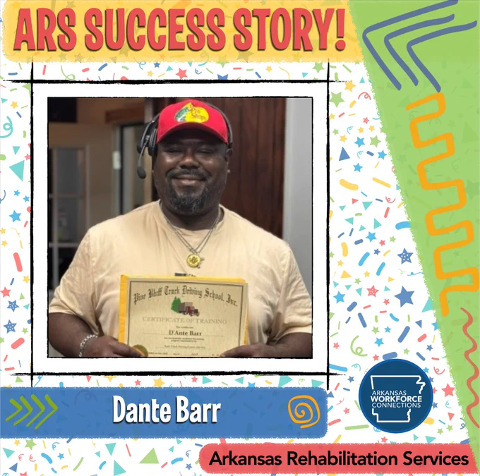 Dante Barr smiles and shows his training certification from Truck Driving School.
