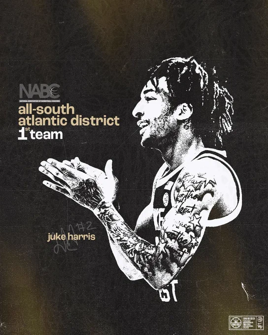 Juke Harris is named an NABC All-South Atlantic District First Team selection!