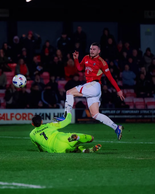 Ryan Graydon scores for Salford City FC.