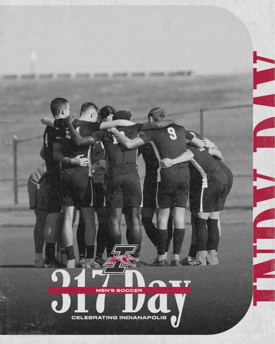 Post describing university of Indianapolis’s men’s soccer team celebrating 317 day.