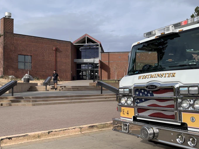 Fire truck at building