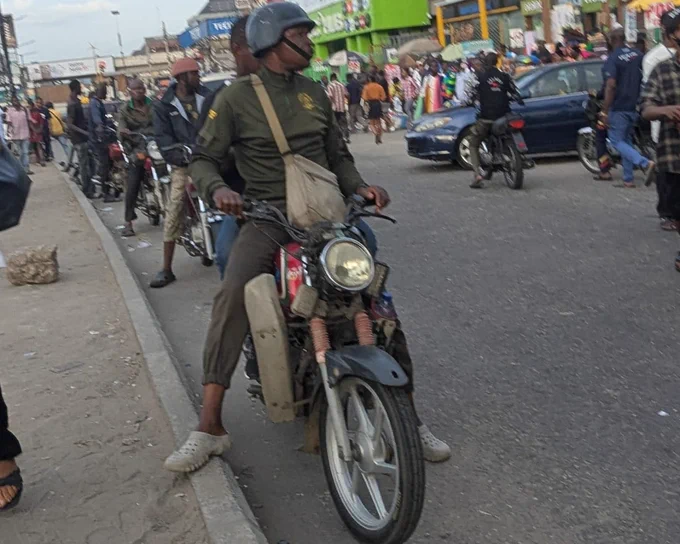 Security operatives riding commercial motorcycles in Ikeja. Taken on March 17, 2026. 