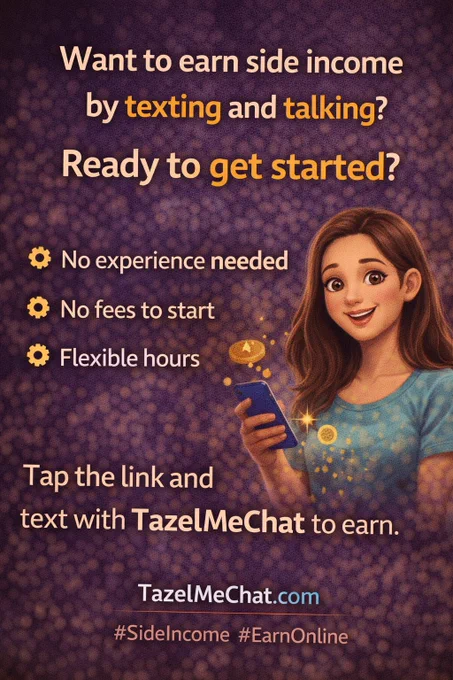 If you’ve been thinking about earning online but feel overwhelmed…

Start simple.

Start small.

Take a look at TazelMeChat.com.

No pressure.
Just possibility.

#SideHustle #BeginnerFriendly #EarnOnline