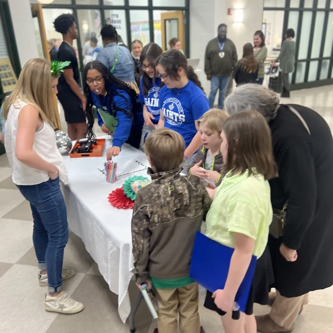 Students check out DigiCom station  
