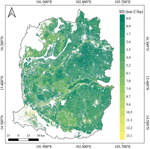 Figure 6. Uncertainty of the mapping on soil organic carbon predictions based on the XGBoost regression model.