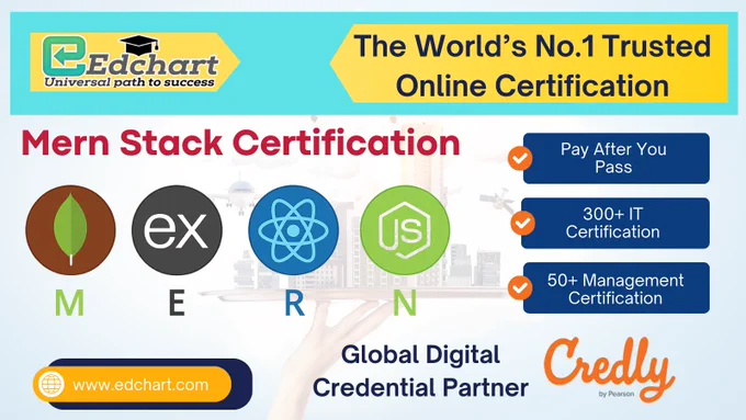 Boost your full-stack development career with the MERN Stack Developer Certification, designed to validate your expertise in MongoDB, Express.js, React, and Node.js. This online certification offers a fast and flexible exam-based approach where you can take the test for free and pay only after passing. With no mandatory courses or training, developers can directly prove their real-world skills and earn a globally recognized digital credential backed by Credly. Ideal for web developers, freelancers, and job seekers, this certification enhances credibility, strengthens your portfolio, and opens doors to high-demand full-stack development roles across industries.