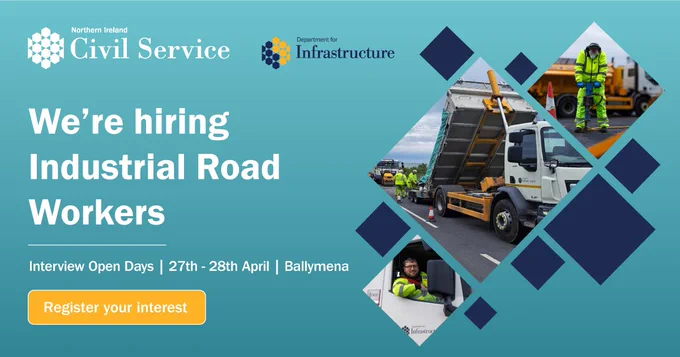 We're hiring Industrial Road Workers. Interview open days. 27th - 28th April. Ballymena. Register your interest.