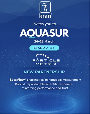 Announcement of Particle Metrix and Kran partnering at Aquasur to showcase ZetaView® technology for optimizing nanobubble efficiency in aquaculture.