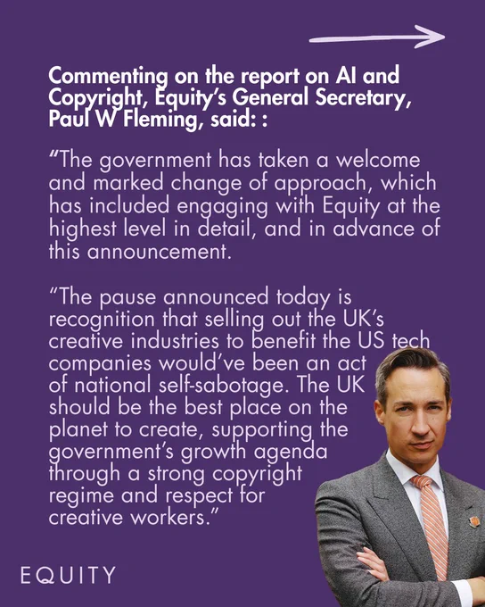 Quote from Paul W Fleming, Equity's General Secretary