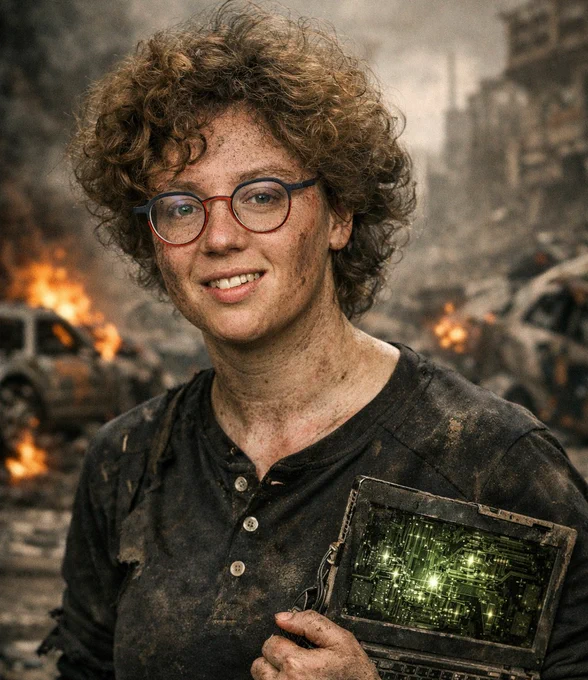 Apocalyptic AI- gen image of Natacha Crooks