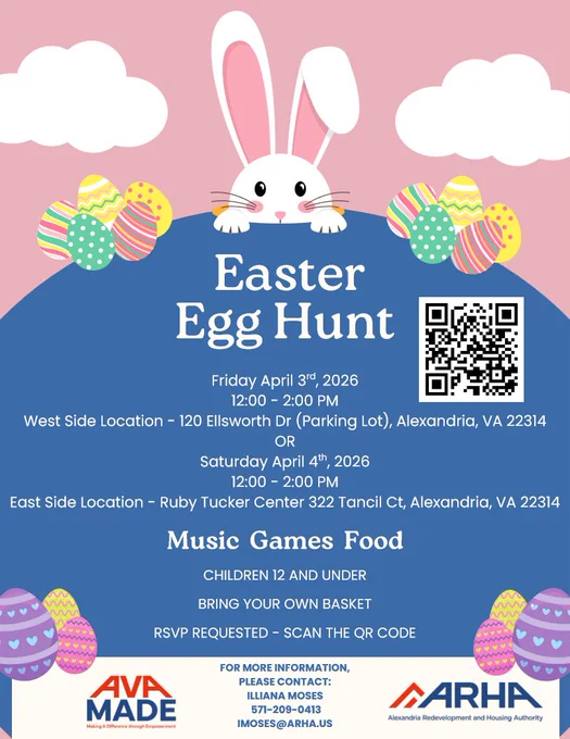 ARHA's annual Easter Egg Hunt 2026 flyer.