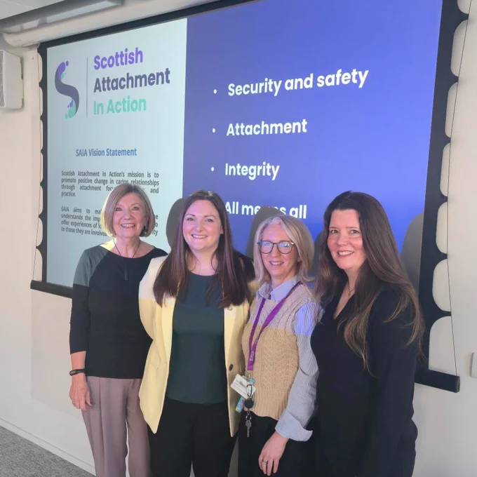 Promise Minister Natalie Don-Innes meets project leads on the Wee Breathers Project at Scottish Attachment in Action.