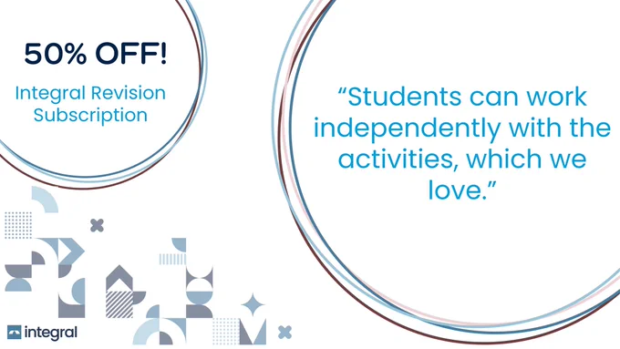 50% off Integral Revision Subscription. One user praised Integral as "students can work independently with the activities, which we love."