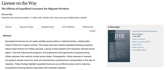 Occupational licenses are not easily portable across states or national borders, creating labor market frictions for migrant workers. This study examines whether expedited licensing programs reduce these frictions for military spouses, a group of tied migrants who frequently relocate across states. I find that following the programs, the employment rate significantly increased among military spouses who recently moved across states. Consequently, military spouses in licensed occupations earned more from work and received less unemployment compensation in the year of migration. These findings highlight expedited licensure as an effective policy tool for reducing occupational licensing barriers associated with interstate migration.