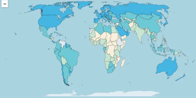 Mapa del mundo con los indicadores de Desarrollo del Banco Mundial