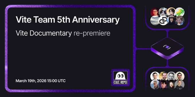 Thumbnail of the Vite Documentary re-premiere on March 19th 2026 at 3pm UTC