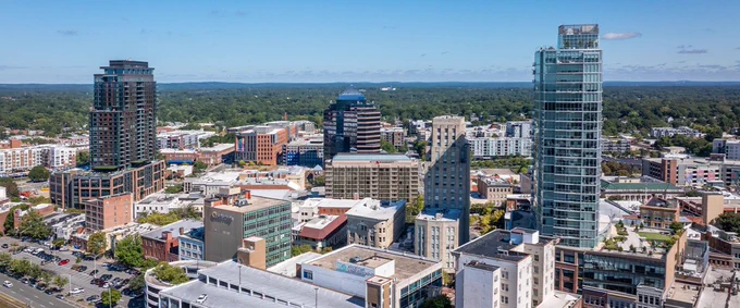 skyline view of downtown Durham
