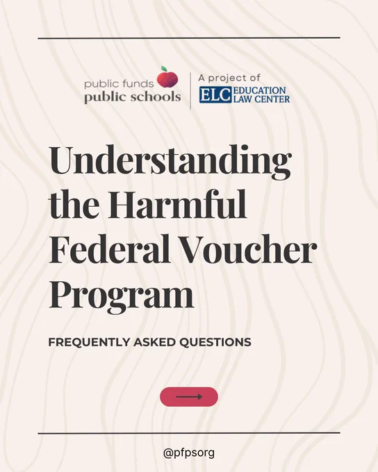 Graphic titled “Understanding the Harmful Federal Voucher Program” presenting FAQs about the federal voucher program.