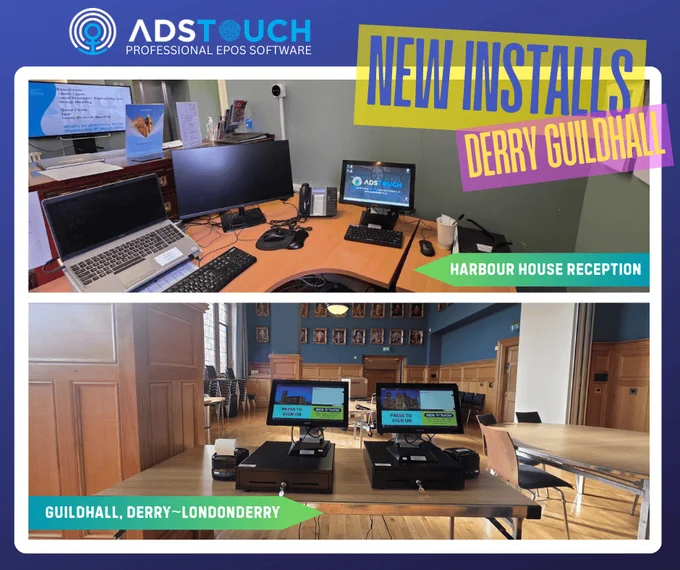 We love visiting the north west, especially when it's to install new till systems! Huge thanks to our lovely clients at Derry City Council who added multiple POS to their existing setup at the Guildhall & Harbour House 