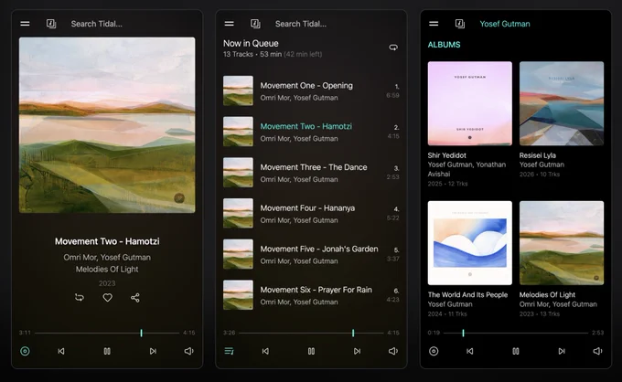 Web interface of the Miliza music streamer.