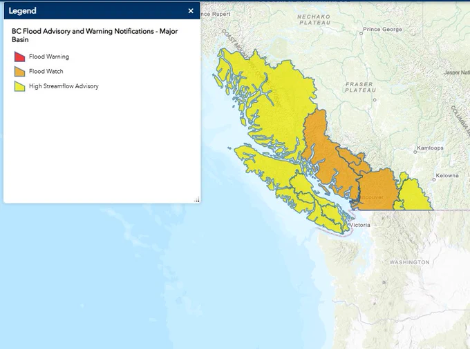 BC River Forecast Centre map.