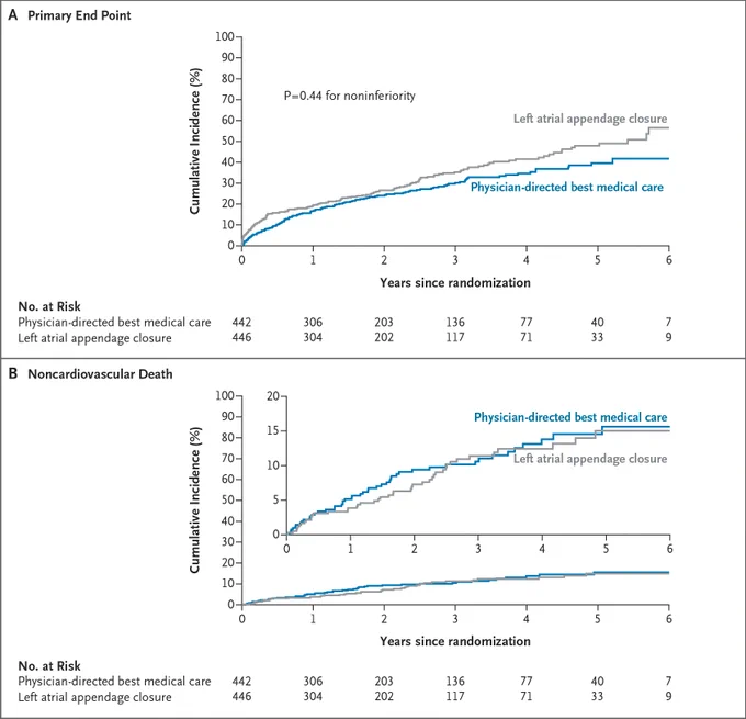 Graphs of the incidence of primary end-point event and noncardiovascular death.