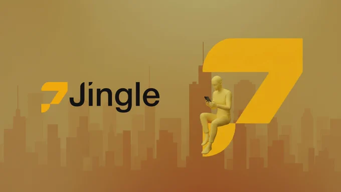 Jingle Plug-In by Minutes Network visual showing a stylized yellow “J” logo and the word “Jingle” over a city skyline, with a human figure seated on the logo using a mobile phone. The image represents decentralized telecom infrastructure and mobile calling applications powered by Minutes Network. It symbolizes the rollout of Jingle Plug-In endpoints enabling direct call termination, reducing reliance on external carriers and allowing margin retention within the network. The Pakistan market is highlighted as a high-value international call destination with strong diaspora demand. The design reflects mobile-first communication, VoIP innovation, DePIN telecom infrastructure, and scalable network deployment driving increased call traffic, network utilisation, and revenue generation for node operators and the MNTx ecosystem.