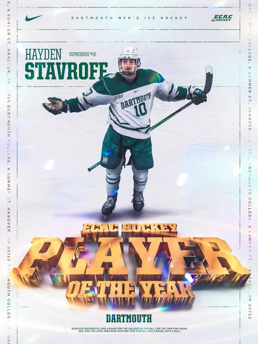 Hayden Stavroff ECAC Hockey Player of the Year