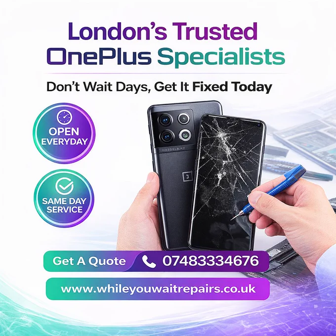 📱 YOUR ONEPLUS SCREEN CRACKED? WE FIX IT WHILE YOU WAIT — TODAY! ⚡
Seriously London, stop leaving your broken phone sitting on the shelf. 😤
We've fixed thousands of OnePlus phones across the city — and we're the specialists OTHER repair shops send their tricky jobs to. 👀
✅ Same Day Screen Repair — walk in broken, walk out fixed
✅ Open Every Single Day — yes, even weekends & bank holidays
✅ No Appointment Needed — just show up
✅ Genuine Parts   Warranty — no dodgy knockoffs
✅ North West London's Go-To OnePlus Experts — ask around 😎

🗣️ Dropped your OnePlus? Cracked screen? Battery dying? Camera fogged?
We've seen it all and fixed it all.
📞 Call or WhatsApp NOW: 07483 334 676
🌐 www.whileyouwaitrepairs.co.uk

💬 TAG a friend whose screen looks like a spider web right now 😂🕷️
👇 COMMENT below what happened to your phone — best story gets a shoutout!
❤️ LIKE & SHARE — help someone in London save their phone today!

📍 Serving North West London & surrounding areas — Wembley, Harrow,