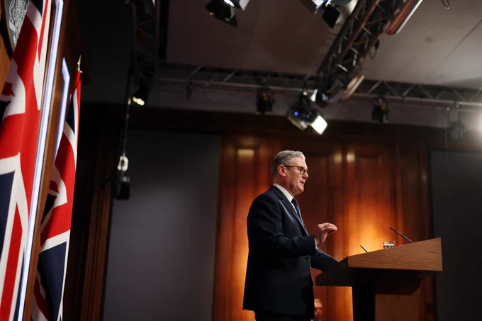 Prime Minister Keir Starmer holds a press conference on the situation in the Middle East in 10 Downing Street. 