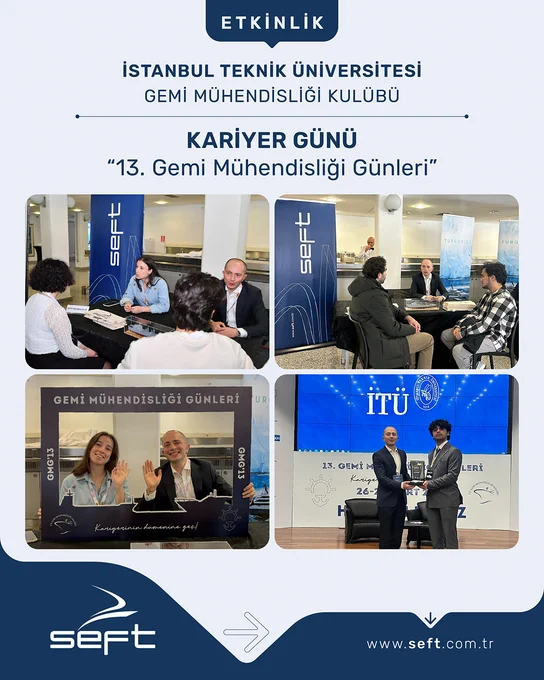 SEFT Mühendislik olarak, 27 Mart günü İstanbul Teknik Üniversitesi'nde düzenlenen "Kariyer Günü" etkinlik programında öğrenci arkadaşlarımızla buluştuk.

www.seft.com.tr

@itu1773 

#KariyerGünü #Etkinlik #Seminer #GemiDizaynı #ShipDesign #inovasyon #İTÜ #İstanbulTeknikÜniversitesi #SEFTengineering