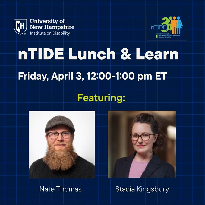 nTIDE Lunch & Learn event on April 3 from 12-1 pm ET featuring Nate Thomas and Stacia Kingsbury.