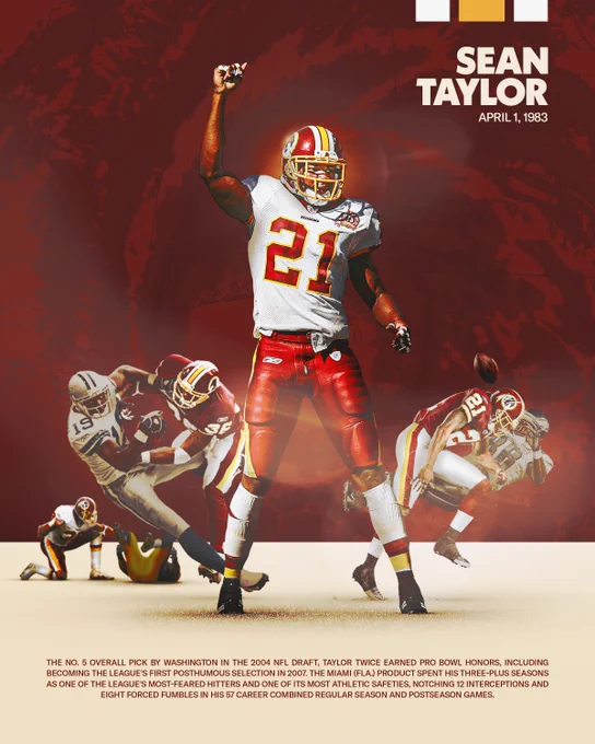 Graphic. It features cutouts of Sean Taylor.