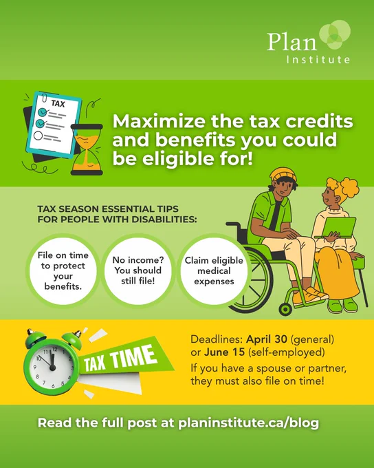 Maximize the tax credits and benefits you could be eligible for! Tax Season Essential Tips for People with Disabilities: File on time to protect your benefits. No income? You should still file! Claim eligible medical expenses. Deadlines: April 30 (general) or June 15 (self-employed).