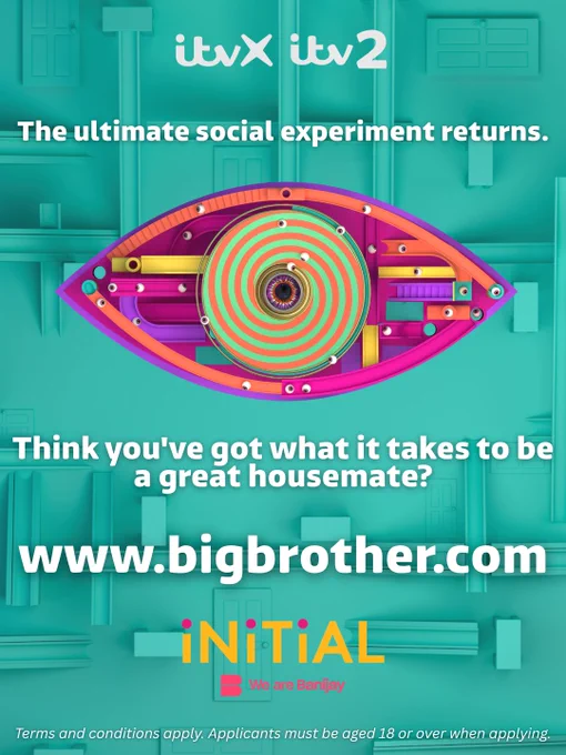 An image of the Big Brother eye with text that reads, "The ultimate social experiment returns. Think you've got what it takes to be a great housemate? www.bigbrother.com"