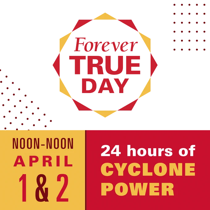 Forever True Day event logo with dates April 1 and 2, highlighting 24 hours of cyclone power celebration.