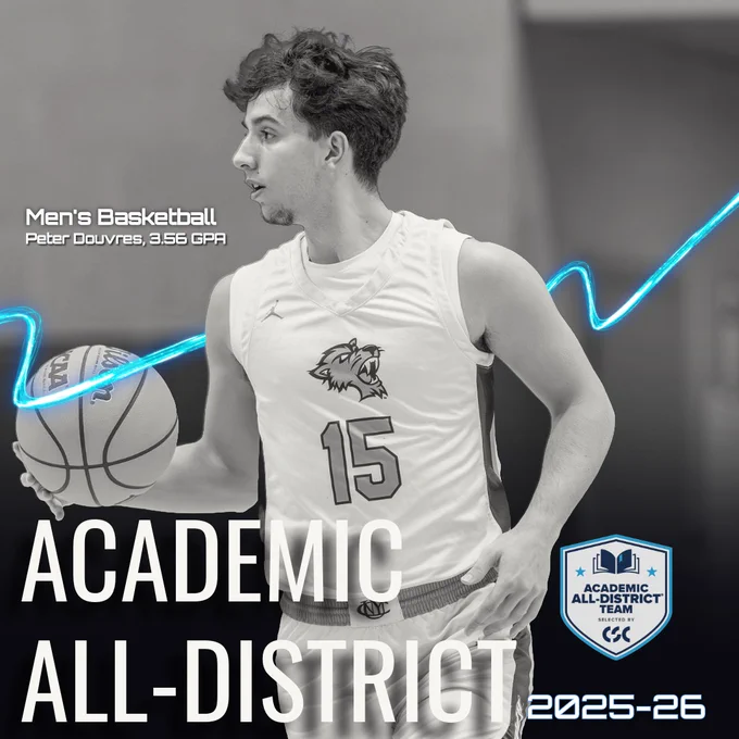 Congratulations to our six basketball bearcats who were named Academic All-District by the College Sports Communicators: Lola Idir, Isabella Kostyal-Larrier, D'Andre McRae, Jack Gordon, Peter Douvres, and Nicholas Lam.