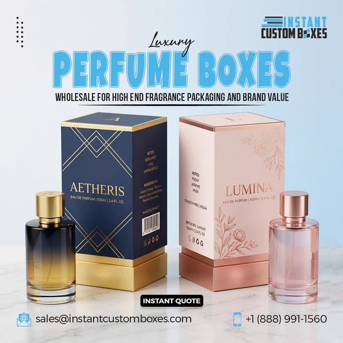 Thick and elegant Luxury Perfume Boxes with a smooth surface and a high-end, structural design.