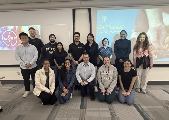 Dr. Noam Eckshtain-Levi and TPSC graduate students in a group photo at his student workshop talk, "Be Yourself." 